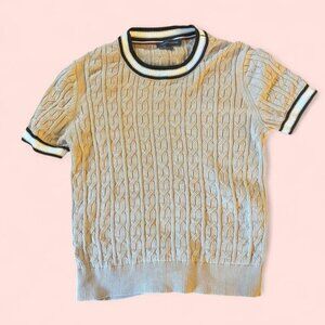 Tommy Hilfiger Cable Knit Short Sleeve Sweater – X